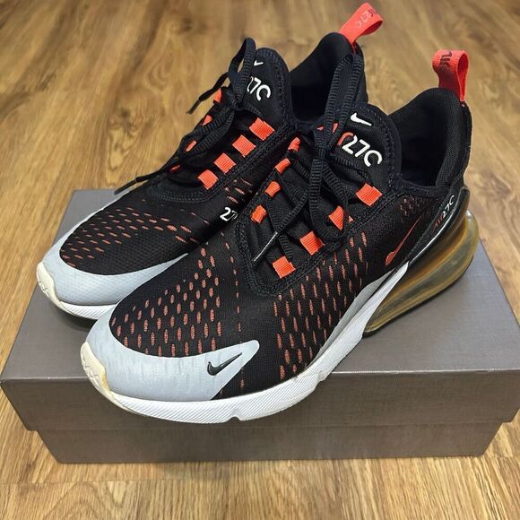 NIKE Air Max 270 Black/Bright Crimson-hyper Crimson lace up shoes sneakers sz8 - Picture 1 of 8